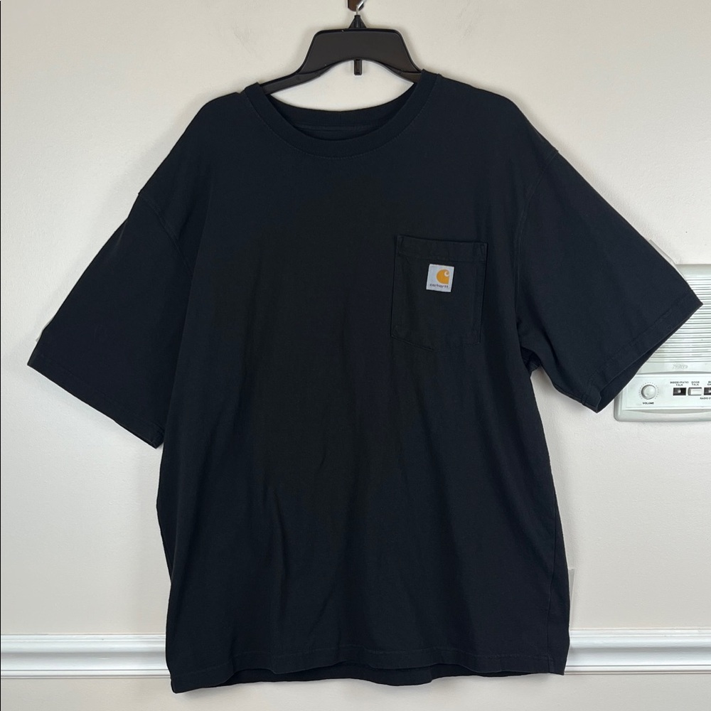 Carhartt Men’s Black Short Sleeve Pocket Tee with Logo Patch, Size XL